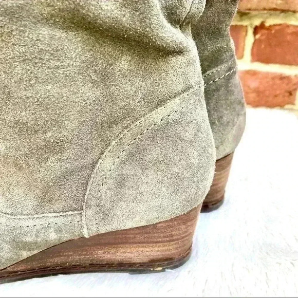 Bjorndal Brown Solar Suede Knit Upper Wedge Heeled Zip Slouchy Boots Size 9.5 - Picture 13 of 16